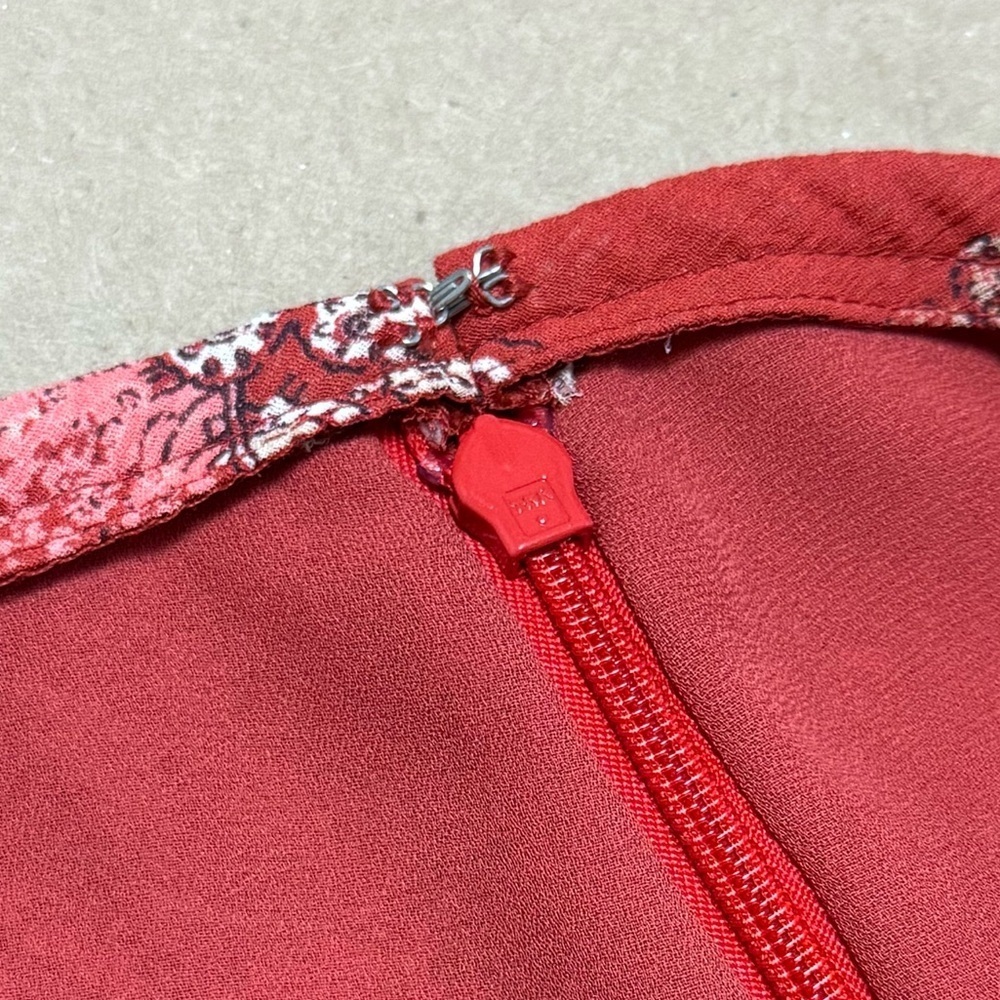 Y2K Red Orange Paisley Printed Maxi Skirt Country Prairie Western Cottagecore - Picture 3 of 6